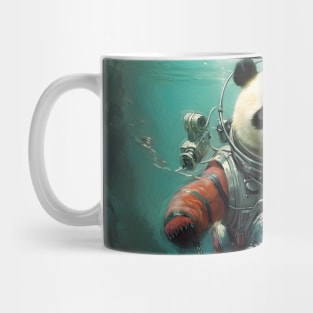 Ocean Explorer: Oil Painting Panda Diving Adventure Mug